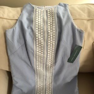 Blue seersucker shift dress